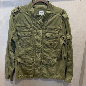 Kensie Military-Style Utility Jacket in Olive Green